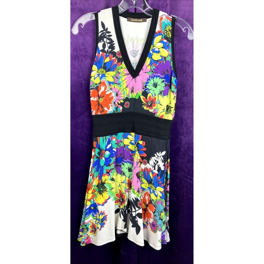 S Roberto Cavalli Floral Viscose Stretch  Dress Sleeveless Summer
